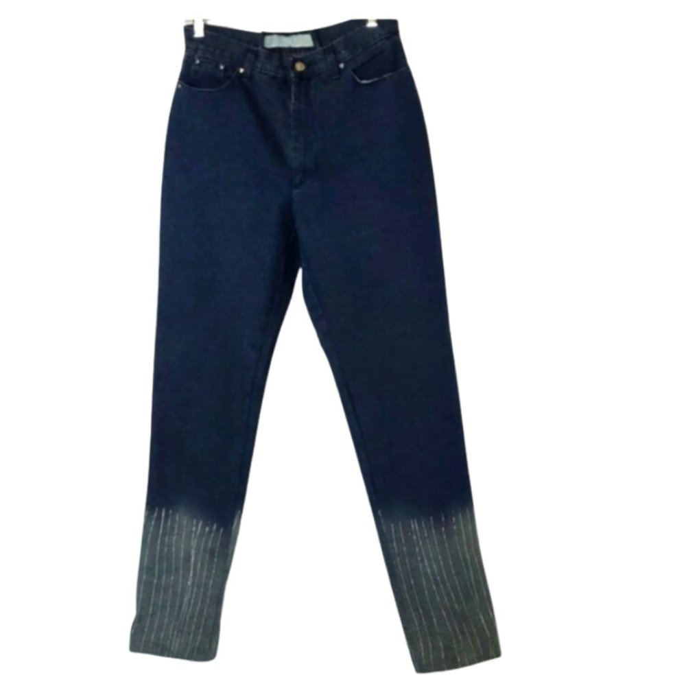 Versace Straight Leg Jeans with hand painted graphic design. #2-0194